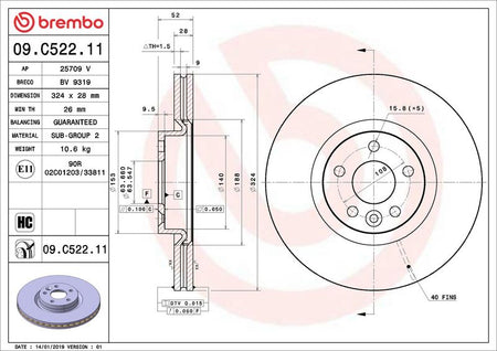 Brembo 09.C522.11 Brake Disc - 2