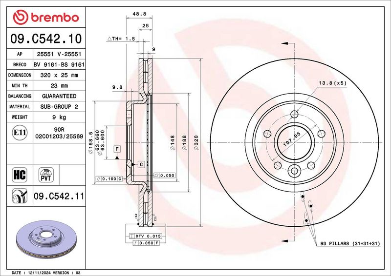 Brembo 09.C542.11 Brake Disc - 2