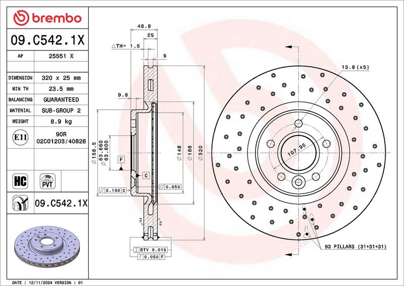 Brembo 09.C542.1X Brake Disc - 2