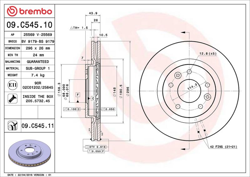 Brembo 09.C545.11 Brake Disc - 2