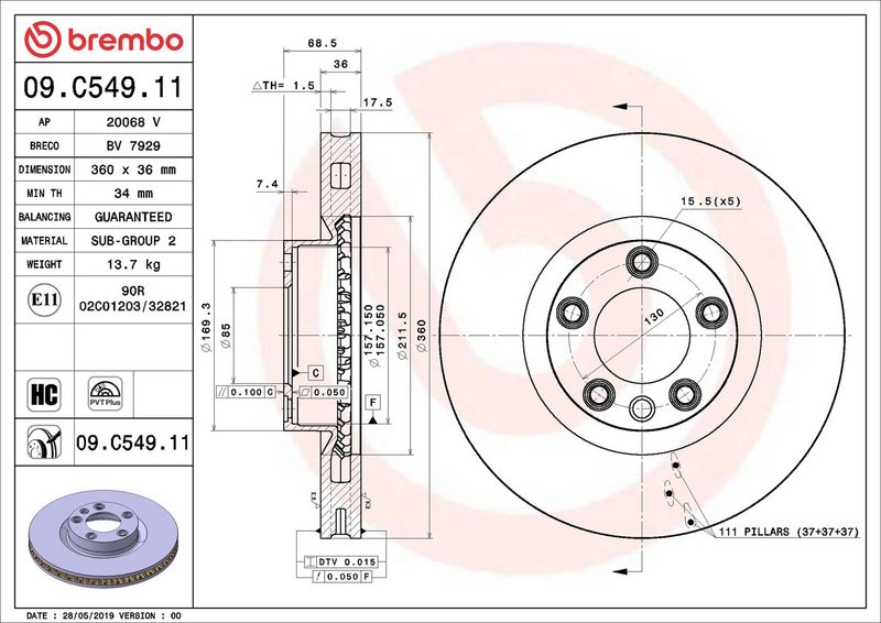 Brembo 09.C549.11 Brake Disc - 2