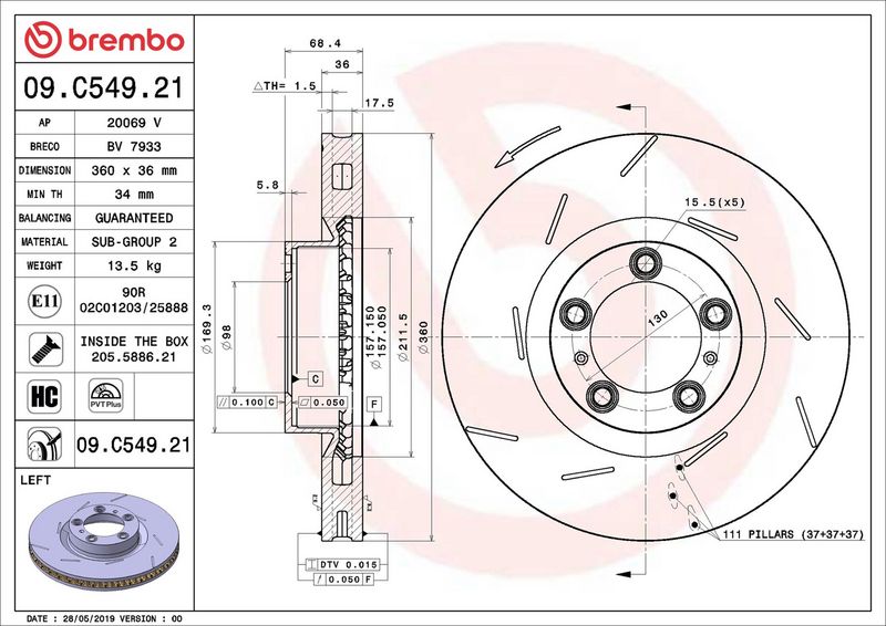 Brembo 09.C549.21 Brake Disc - 2
