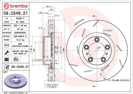 Brembo 09.C549.21 Brake Disc - 2