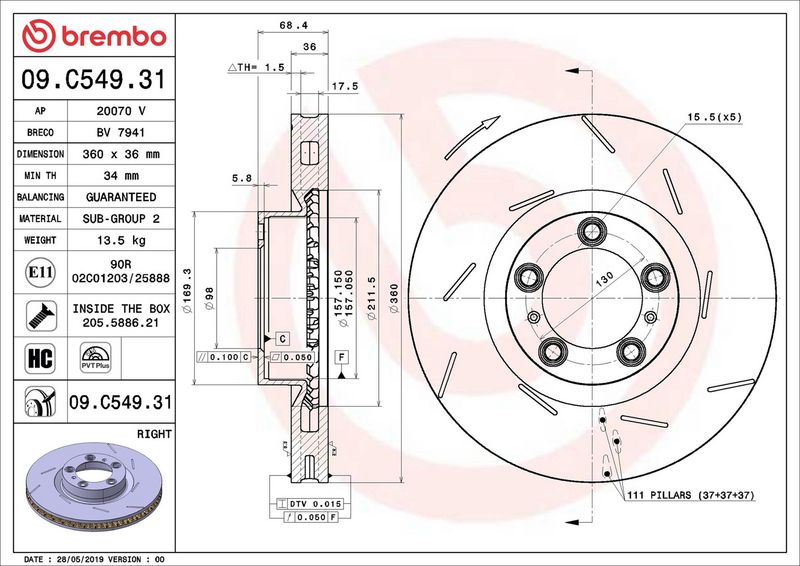 Brembo 09.C549.31 Brake Disc - 2