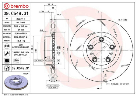 Brembo 09.C549.31 Brake Disc - 2