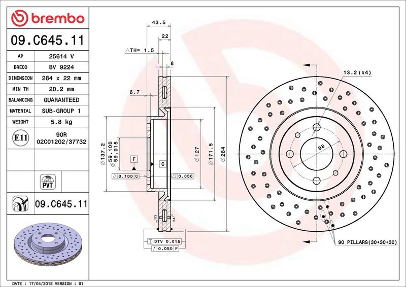 Brembo 09.C645.11 Brake Disc - 2