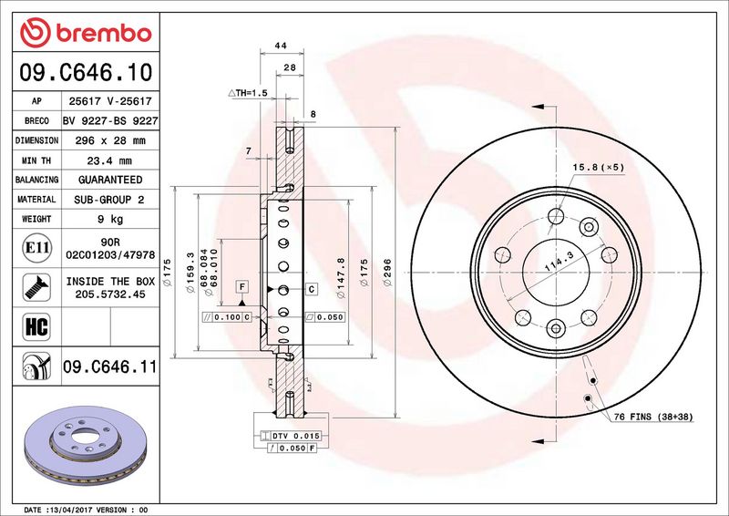Brembo 09.C646.11 Brake Disc - 2