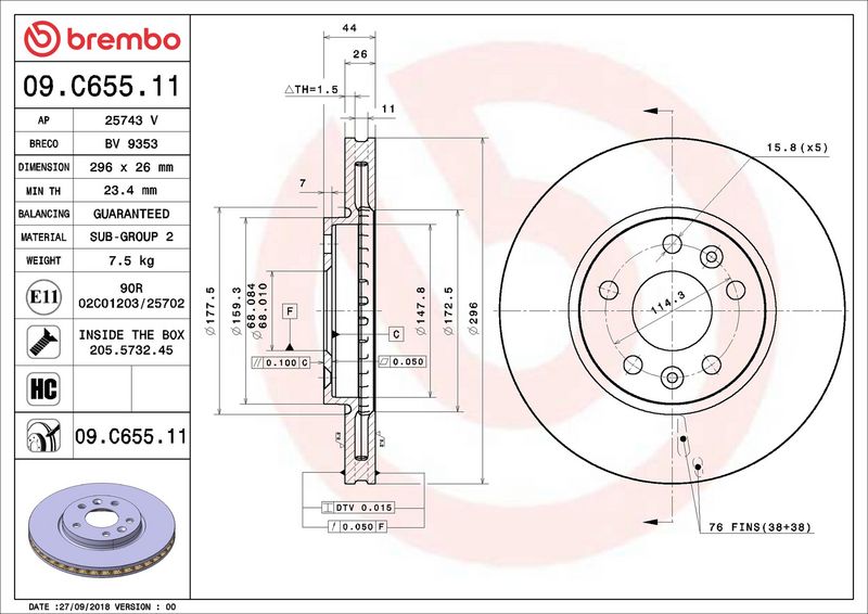 Brembo 09.C655.11 Brake Disc - 2