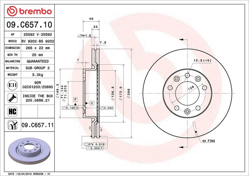 Brembo 09.C657.11 Brake Disc - 2