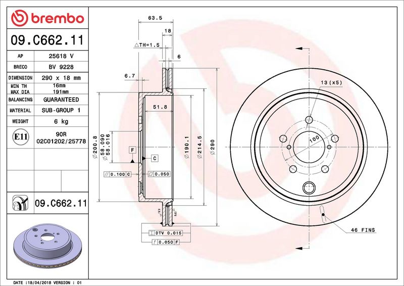 Brembo 09.C662.11 Brake Disc - 2