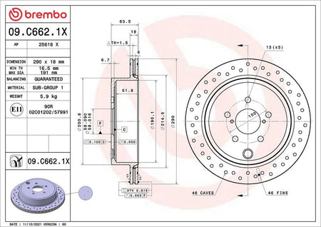 Brembo 09.C662.1X Brake Disc - 1