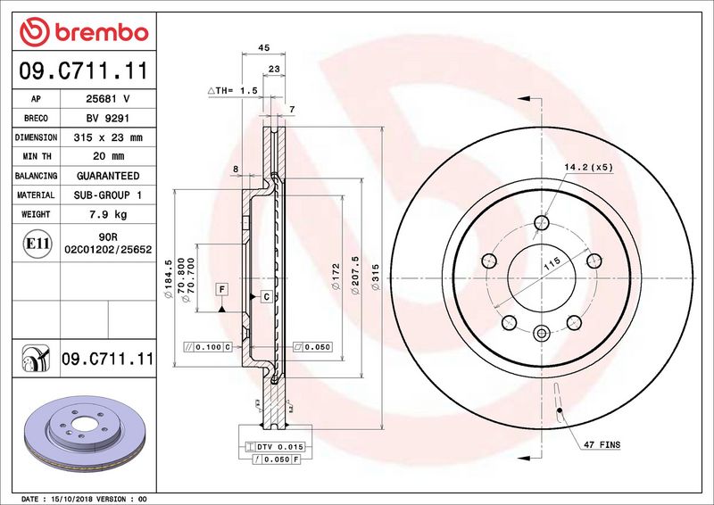 Brembo 09.C711.11 Brake Disc - 2