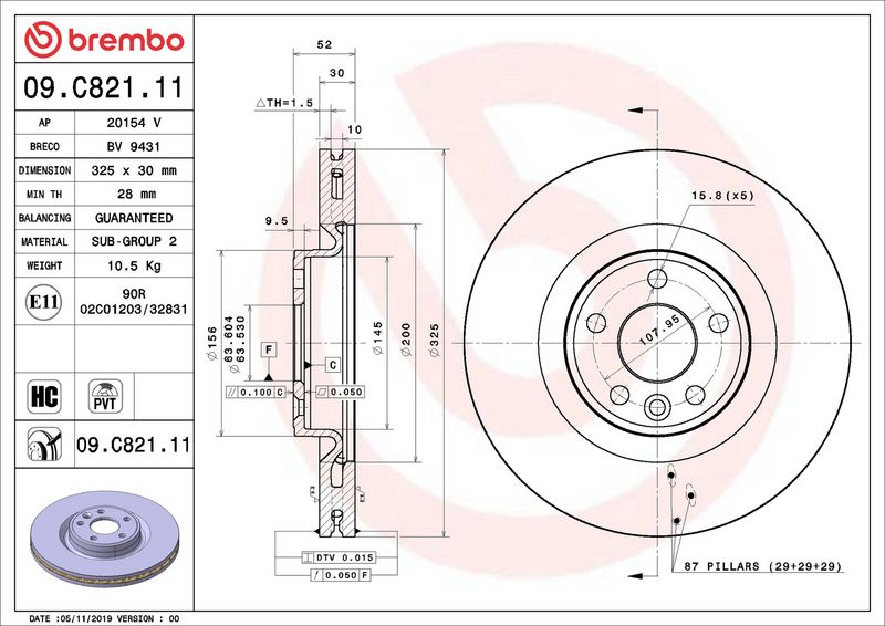 Brembo 09.C821.11 Brake Disc - 2