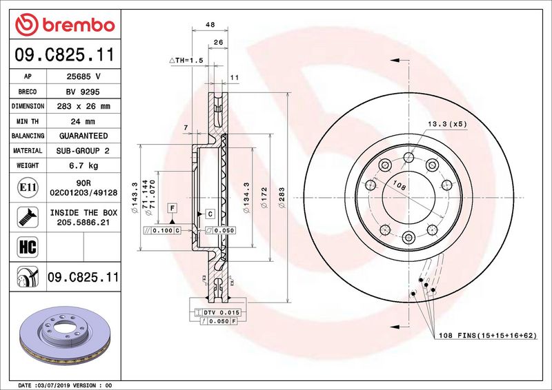 Brembo 09.C825.11 Brake Disc - 2