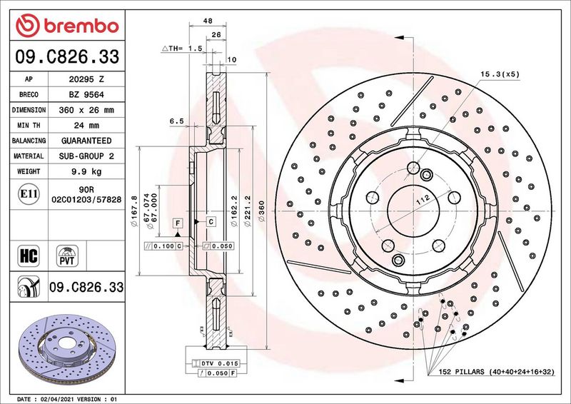 Brembo 09.C826.33 Brake Disc - 2