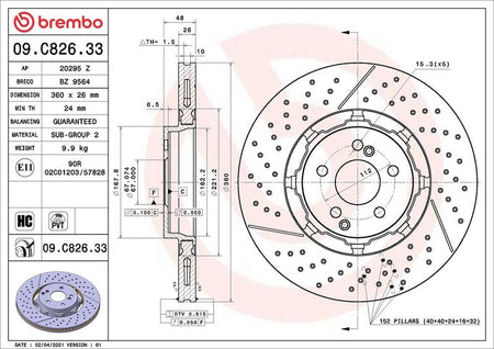Brembo 09.C826.33 Brake Disc - 2