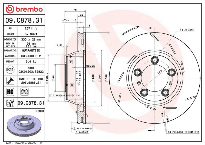Brembo 09.C878.31 Brake Disc - 2