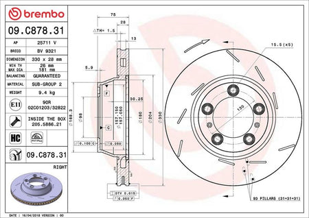 Brembo 09.C878.31 Brake Disc - 2