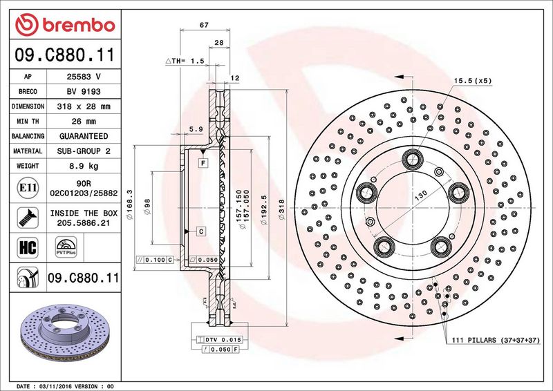 Brembo 09.C880.11 Brake Disc - 2