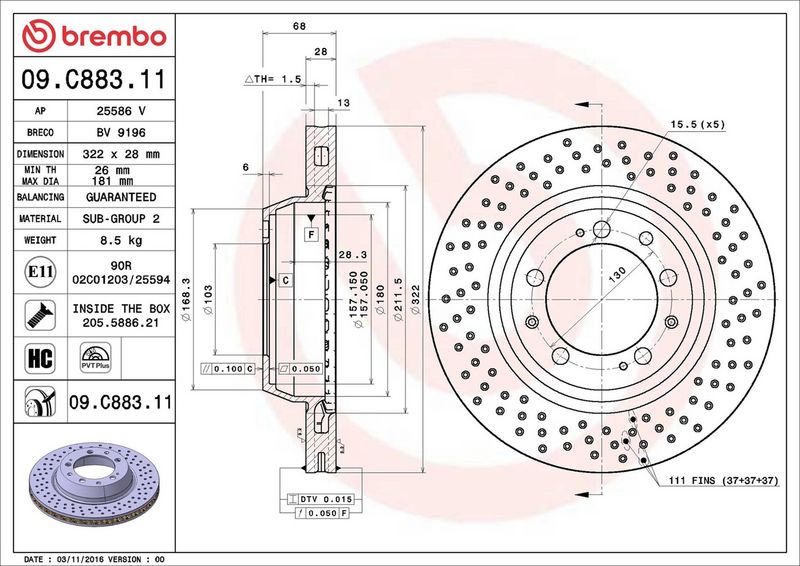 Brembo 09.C883.11 Brake Disc - 2