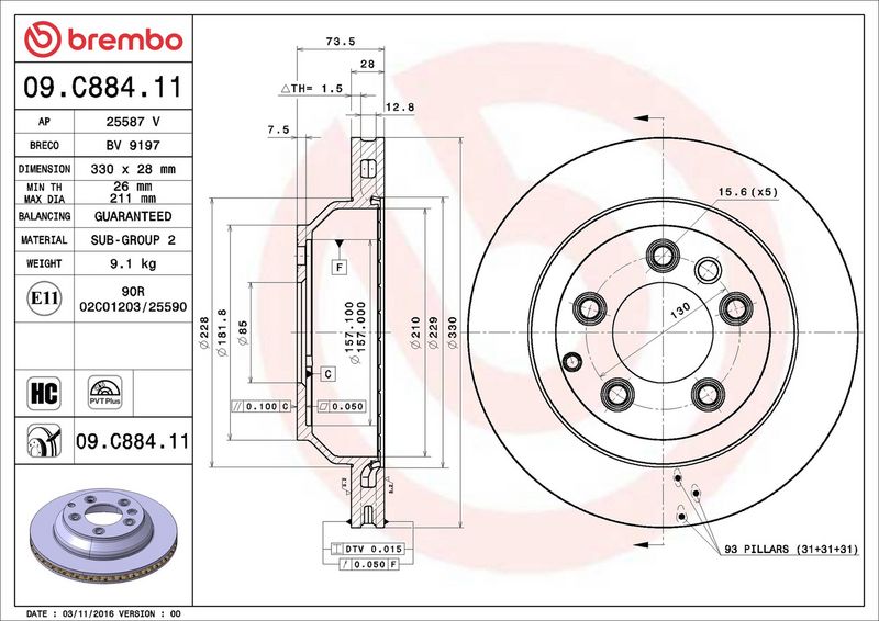 Brembo 09.C884.11 Brake Disc - 2