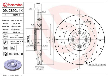 Brembo 09.C892.1X Brake Disc - 2
