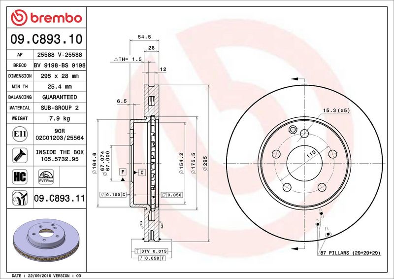 Brembo 09.C893.11 Brake Disc - 2