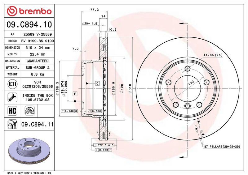 Brembo 09.C894.11 Brake Disc - 2