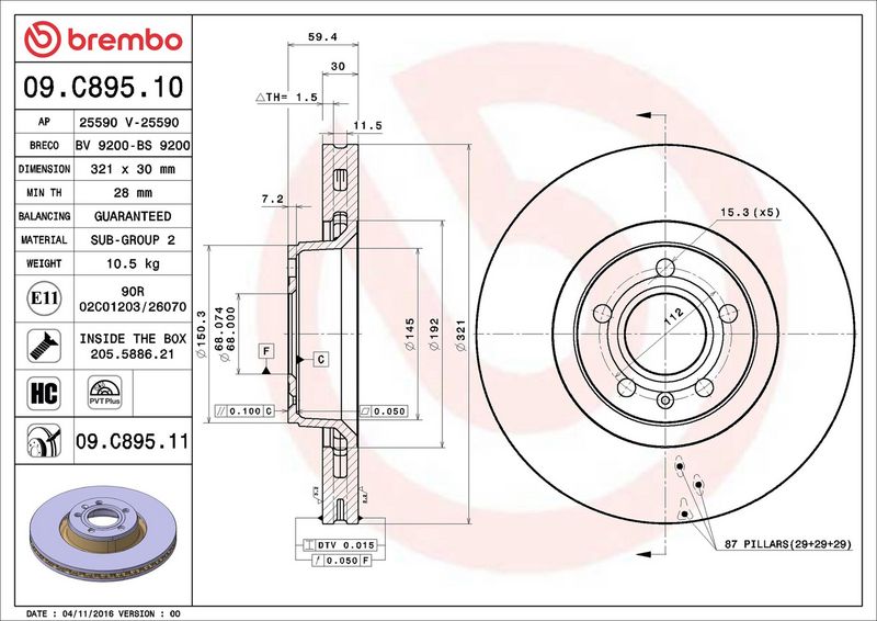 Brembo 09.C895.11 Brake Disc - 2