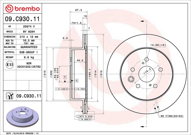 Brembo 09.C930.11 Brake Disc - 2