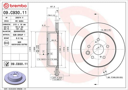 Brembo 09.C930.11 Brake Disc - 2