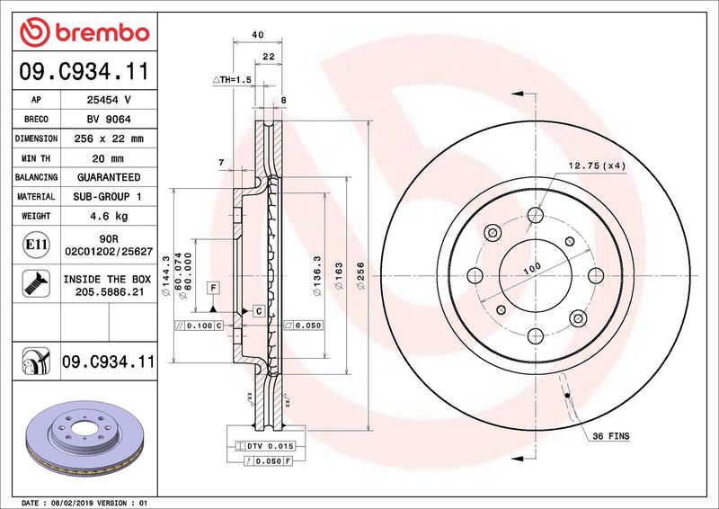 Brembo 09.C934.11 Brake Disc - 2