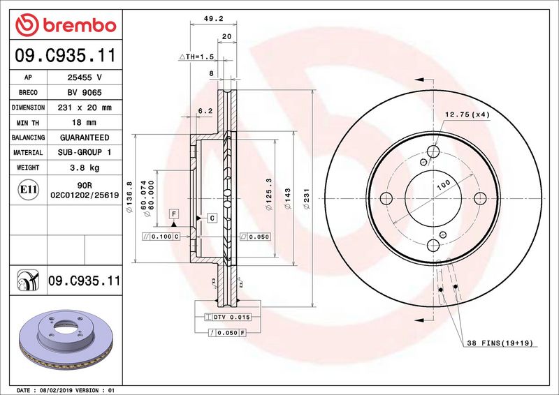 Brembo 09.C935.11 Brake Disc - 2