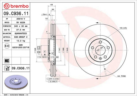 Brembo 09.C936.11 Brake Disc - 2