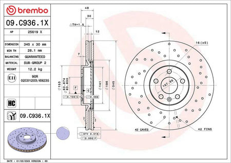 Brembo 09.C936.1X Brake Disc - 2