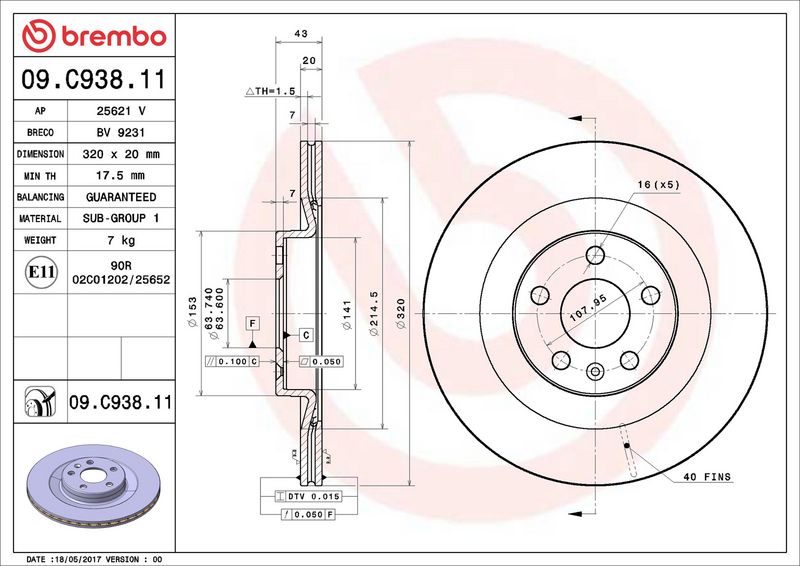 Brembo 09.C938.11 Brake Disc - 2