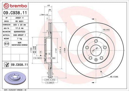 Brembo 09.C938.11 Brake Disc - 2