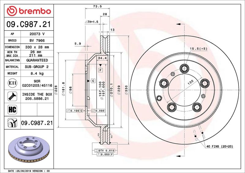 Brembo 09.C987.21 Brake Disc - 2