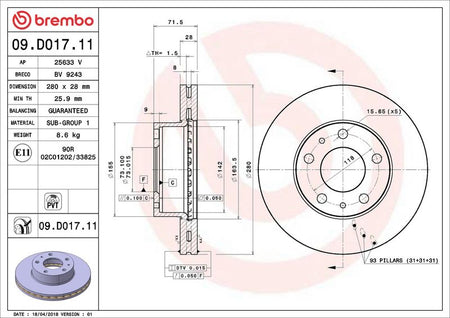 Brembo 09.D017.11 Brake Disc - 2
