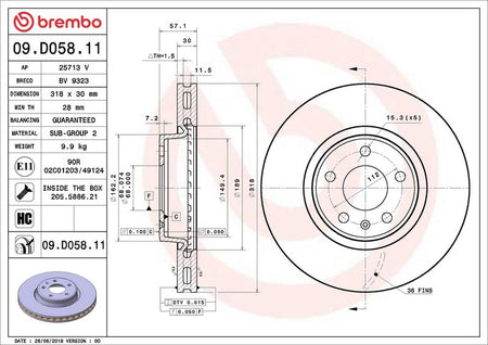 Brembo 09.D058.11 Brake Disc - 2