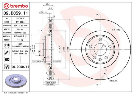 Brembo 09.D059.11 Brake Disc - 2