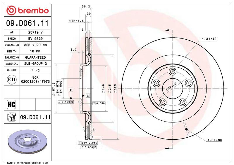 Brembo 09.D061.11 Brake Disc - 2