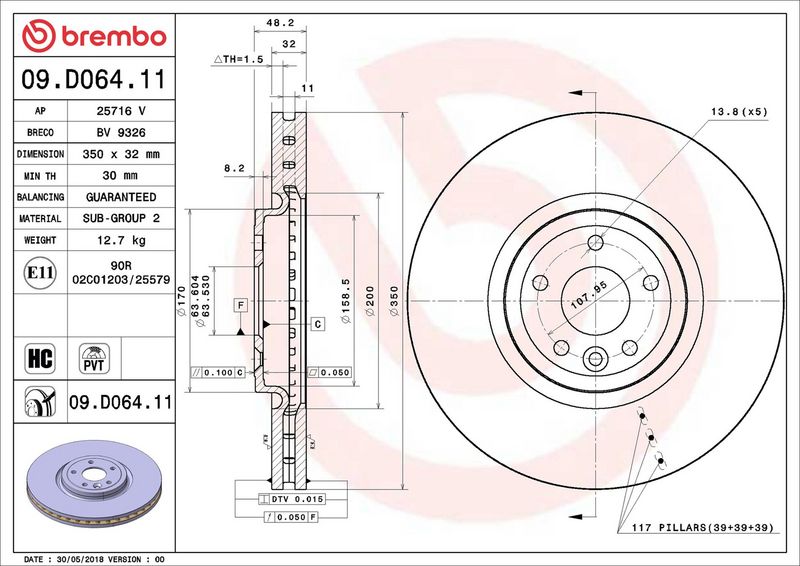 Brembo 09.D064.11 Brake Disc - 2