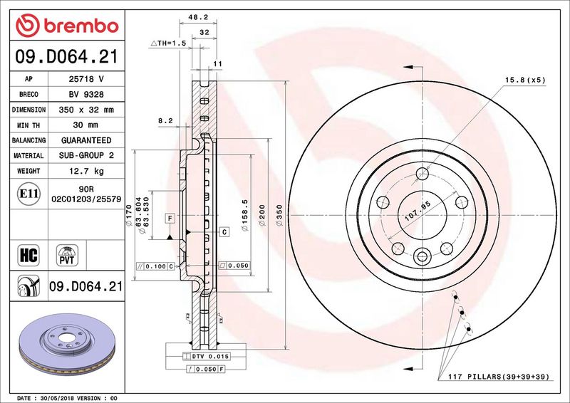 Brembo 09.D064.21 Brake Disc - 2