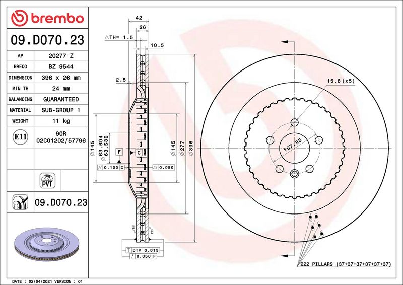 Brembo 09.D070.23 Brake Disc - 2