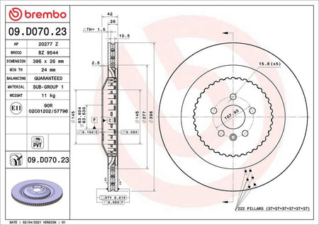 Brembo 09.D070.23 Brake Disc - 2