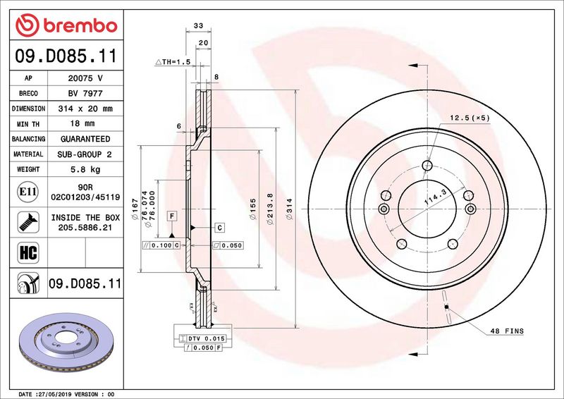Brembo 09.D085.11 Brake Disc - 2