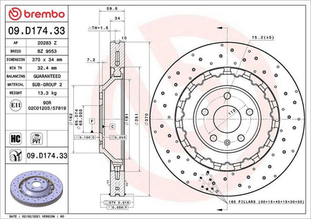 Brembo 09.D174.33 Brake Disc - 2