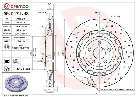 Brembo 09.D174.43 Brake Disc - 2