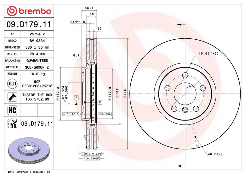 Brembo 09.D179.11 Brake Disc - 2